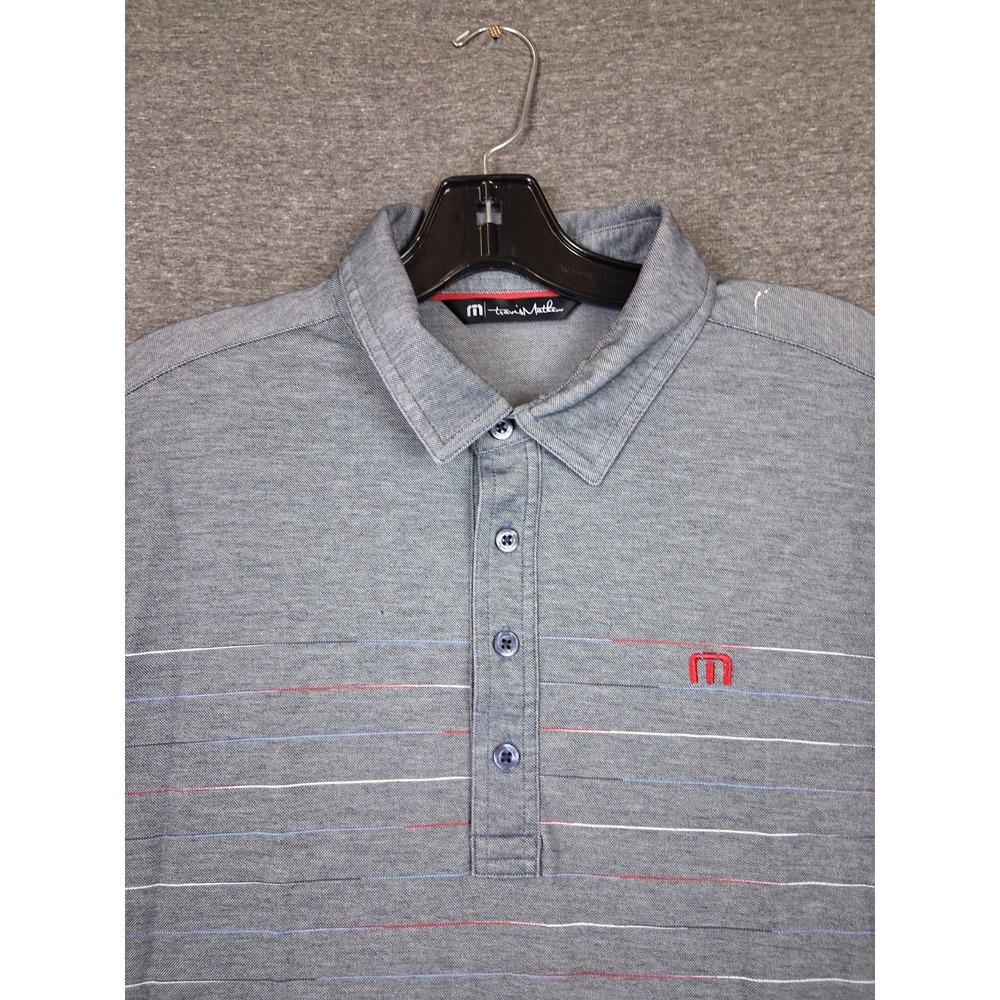 Travis Mathew Mens Shirt M Gray Golf Polo Preppy Casual Weekend Dad Black Rock